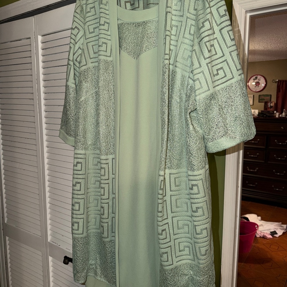 Mint Green Patterned Kimono Cardigan